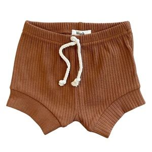 COGNAC | Ribbed organic baby toddler shorties